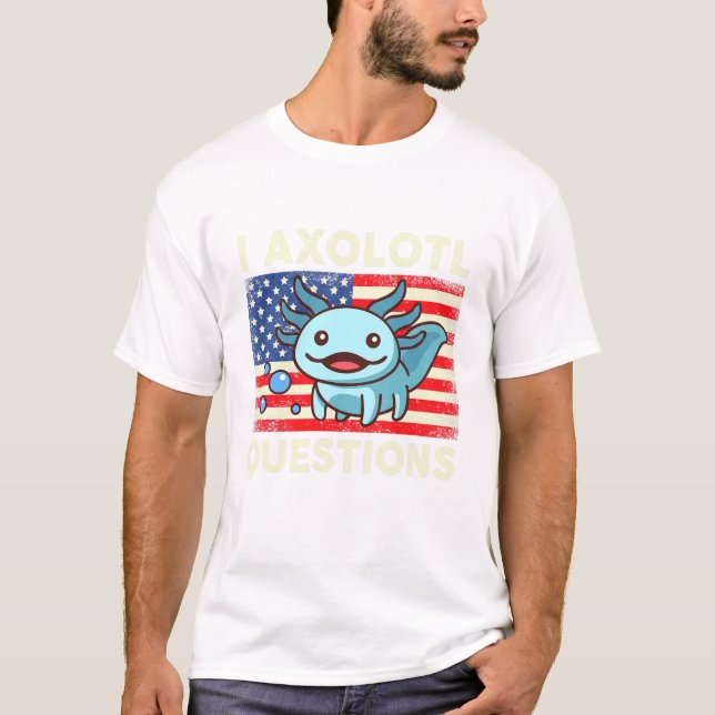 Kids I Axolotl Questions Boys Girl American Flag S T-Shirt (Front)