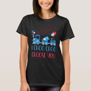 Kids I Choo Choose You Valentines Day Train Blue B T-Shirt