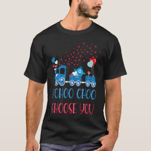 Kids I Choo Choose You Valentines Day Train Blue B T-Shirt