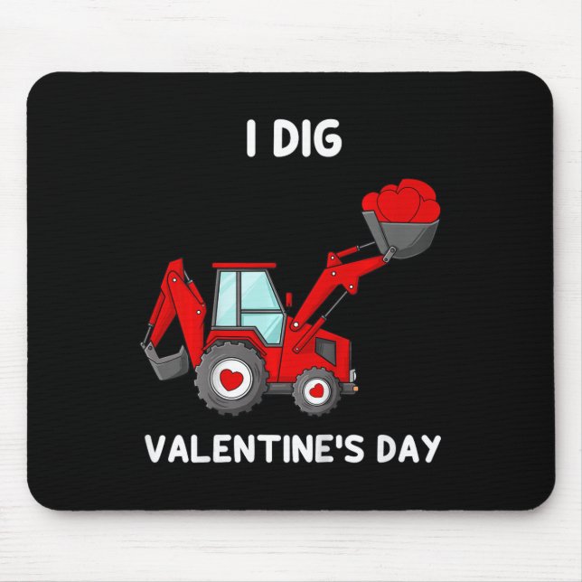 Kids I Dig Valentines Day Hearts Tractor Fun Toddl Mouse Pad (Front)