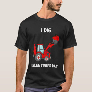 Kids I Dig Valentines Day Hearts Tractor Funny Tod T-Shirt