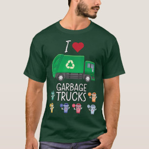 Kids I Love Garbage Trucks Tee Recycling Trash Bin