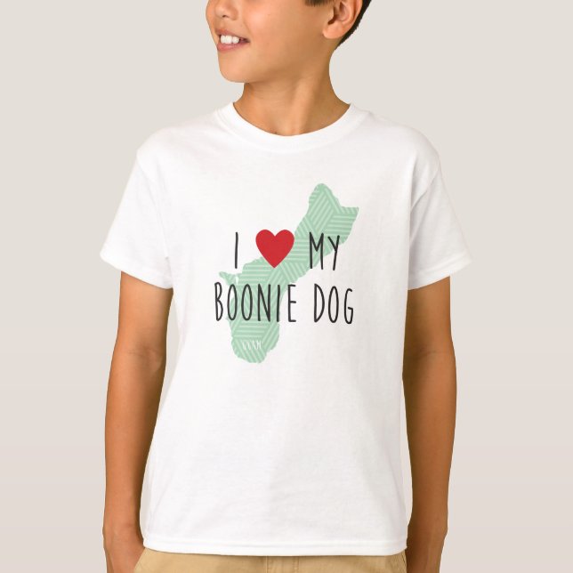 Kids' I Love My Boonie Dog Shirt (Green) (Front)