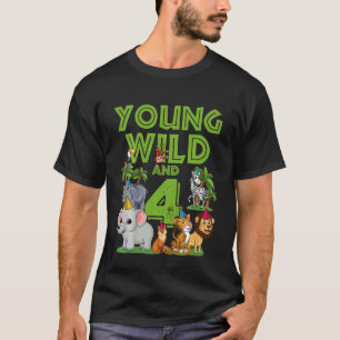 Kids I´m Wild And Four 4 Birthday 4 Year Old Birth T-Shirt