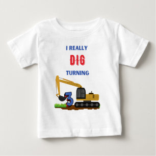 Kids I Really Dig Turning 3 Excavator  Baby T-Shirt