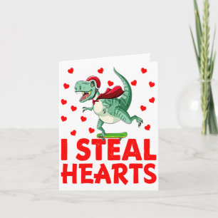 Kids I Steal Hearts Dinosaur Valentines Day For Ba Card