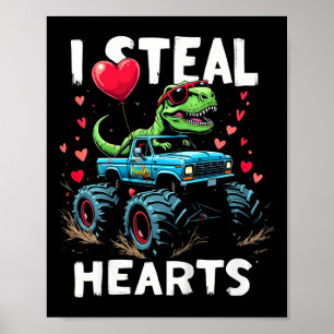 Kids I Steal Hearts Kids Funny Trex Gifts For Boys Poster