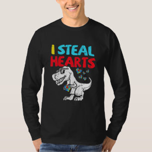 Kids I Steal Hearts Trex Dinosaur Cute Boy Autism T-Shirt