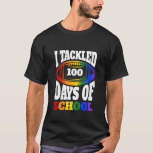 Kids I Tackled 100 Days Of School Football 100th D T-Shirt