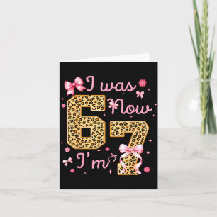 Kids I Was 6 Now I'm 7 Leopard Coquette Bow Birthd Card