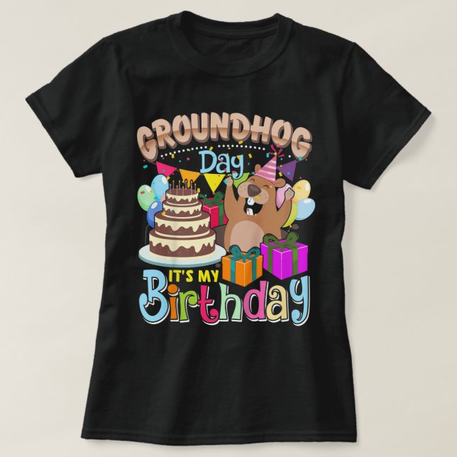 Kids I Was Born On Groundhog Day - Groundhog Birth T-Shirt (Design Front)