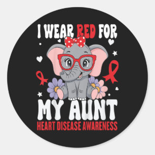 Kids I Wear Red For My Aunt Heart Disease Awarenes Classic Round Sticker