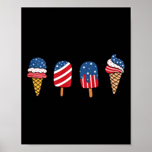 Kids Ice Cream 4th Of July Cool Dessert Patriotic Poster