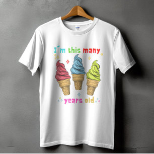 Kids Ice Cream Birthday Three 3 Years Old T-Shirt