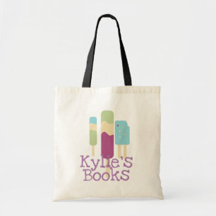 Kids Ice-Cream Pops Cute Custom Library Books Tote Bag