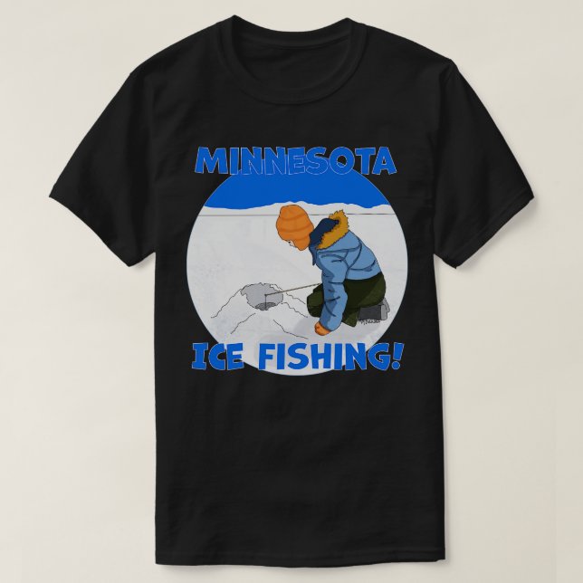 Kids Ice Fishing Minnesota T-Shirt (Design Front)