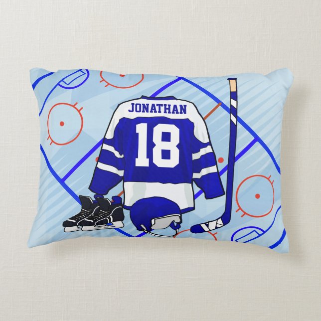 Kids Ice Hockey Bedroom and En Suite collection Decorative Cushion (Back)