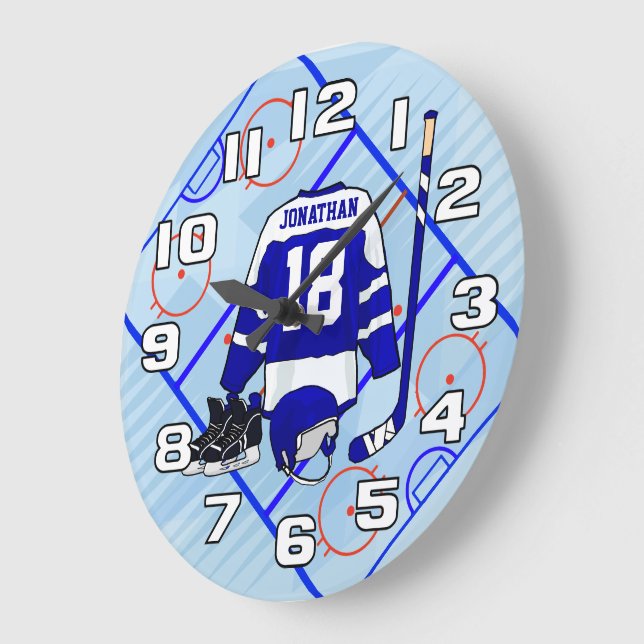Kids Ice Hockey Bedroom Collection Large Clock (Angle)
