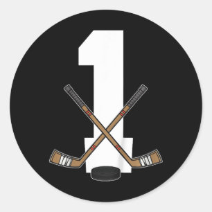 Kids Ice Hockey Kids Toddler Boys 1st Birthday Ice Classic Round Sticker