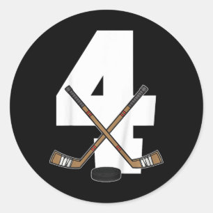 Kids Ice Hockey Kids Toddler Boys 4th Birthday Ice Classic Round Sticker