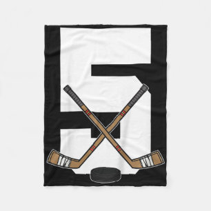 Kids Ice Hockey Kids Toddler Boys 5th Birthday Ice Fleece Blanket