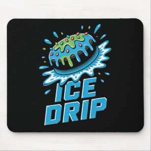 Kids Ice Hockey Puck Drip Graphic Ice Cream Drip B Mouse Pad