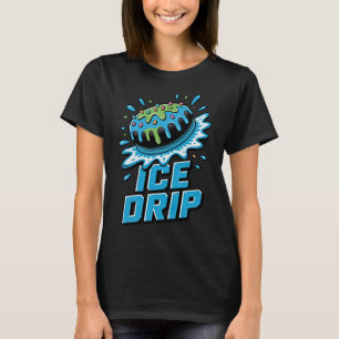 Kids Ice Hockey Puck Drip Graphic Ice Cream Drip B T-Shirt