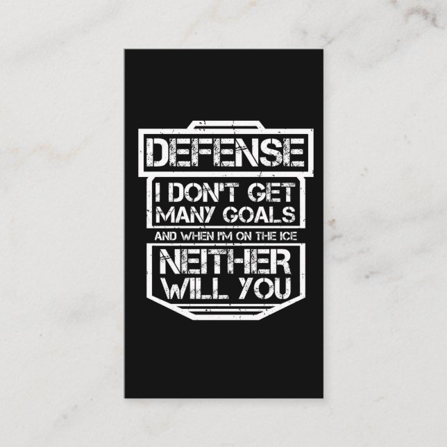 Kids Ice Hockey T-Shirt Funny Defenseman Player Business Card (Front)
