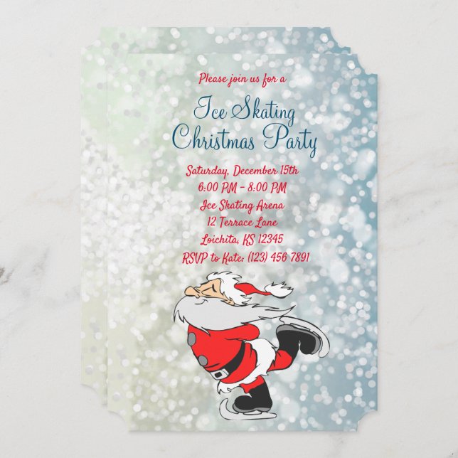 Kids' Ice Skating Christmas Party Invite (Front/Back)