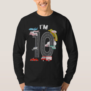 Kids I'm 10 Year Old Car Fire Truck Aeroplane 10th T-Shirt