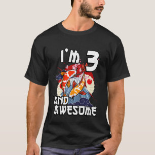 Kids I'm 3 And Awesome Japanese Carp Koi Fish Birt T-Shirt