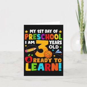 Kids I'm 3 Ready To Learn First Day Of School Pres Card