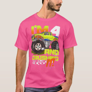Kids I'm 4 And Crushing It - Monster Truck 4 Years T-Shirt