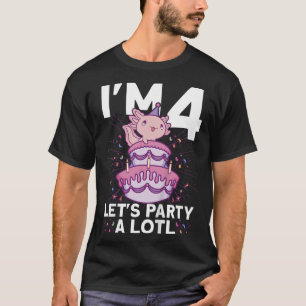 Kids Im 4 bday Aolotl party cute 4th Birthday Kids T-Shirt