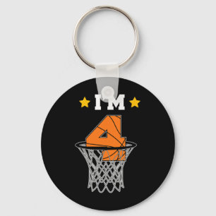 Kids I'm 4 Bysketbyll Theme Birthday Party Celebra Key Ring