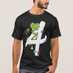 Kids I'm 4 Years Dino Fourth Bday Boys Dinosaur 4t T-Shirt