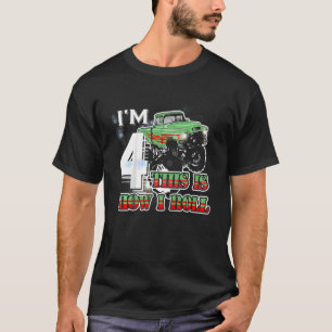 Kids I'm 4 years old This is How I Roll Monster Tr T-Shirt