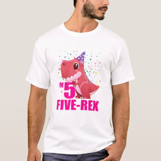 Kids I'm 5 Five Rex 5Th Birthday Third Dinosaur 5 T-Shirt