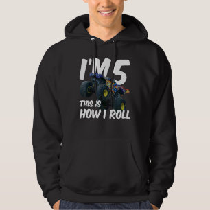 Kids I'm 5 This Is How I Roll Monster Truck 5th Bi Hoodie