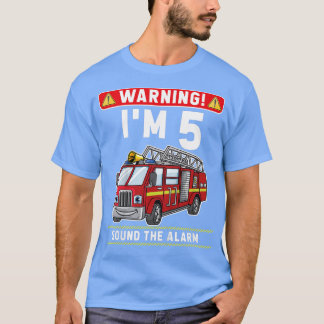 Kids I'm 5 Years Old Little Firefighter Fire Truck T-Shirt
