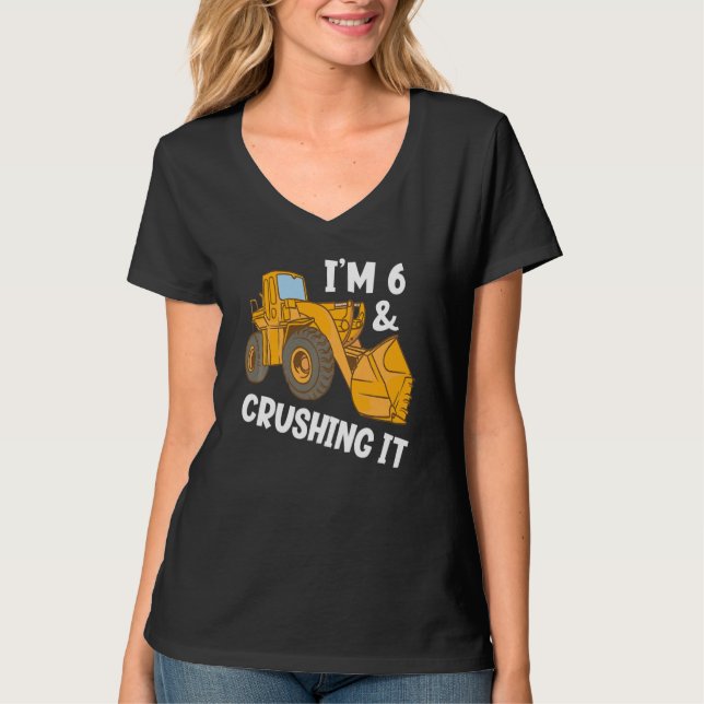 Kids I'm 6 And Crushing It Funny Future Digger Ope T-Shirt (Front)
