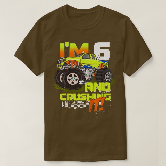 Kids I'm 6 And Crushing It - Monster Truck 6 Years T-Shirt (Design Front)