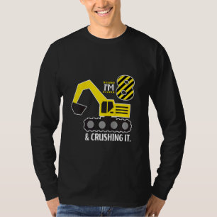 Kids I'm 8 And Crushing It 8th Birthday Excavator T-Shirt