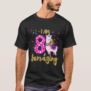 Kids Im 8 Years Old and Llamazing 8th birthday sl T-Shirt