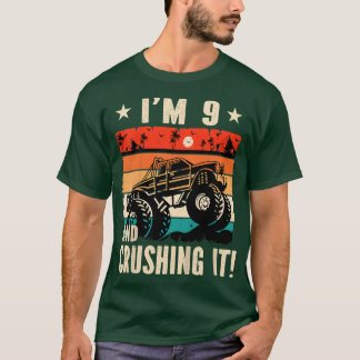 Kids I'm 9 And Crushing It Monster Truck Birthday  T-Shirt