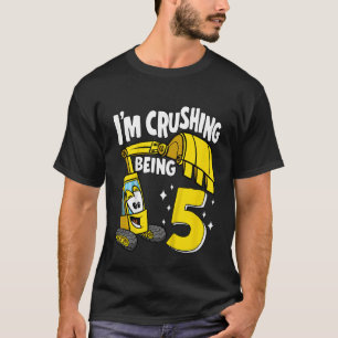 Kids I'm Crushing Being 5 Years Boys Excavator 5th T-Shirt