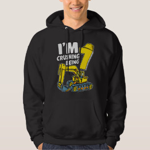 Kids I'm Crushing Being 7 Years Boys Excavator 7th Hoodie