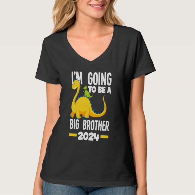 Kids I'm Going To Be A Big Brother 2024 Dinosaur D T-Shirt (Front)