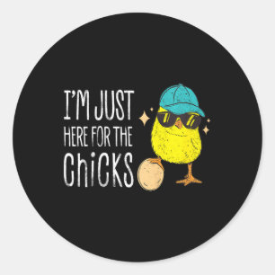Kids I'm Just Here For The Chicks Cute Boys Kids T Classic Round Sticker
