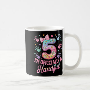 Kids I'm Ly A Handful Five 5th Birthday Girls Boys Coffee Mug